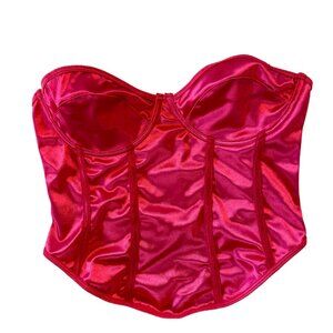 Cherry Red Strapless Boned Corset Top Size Large
